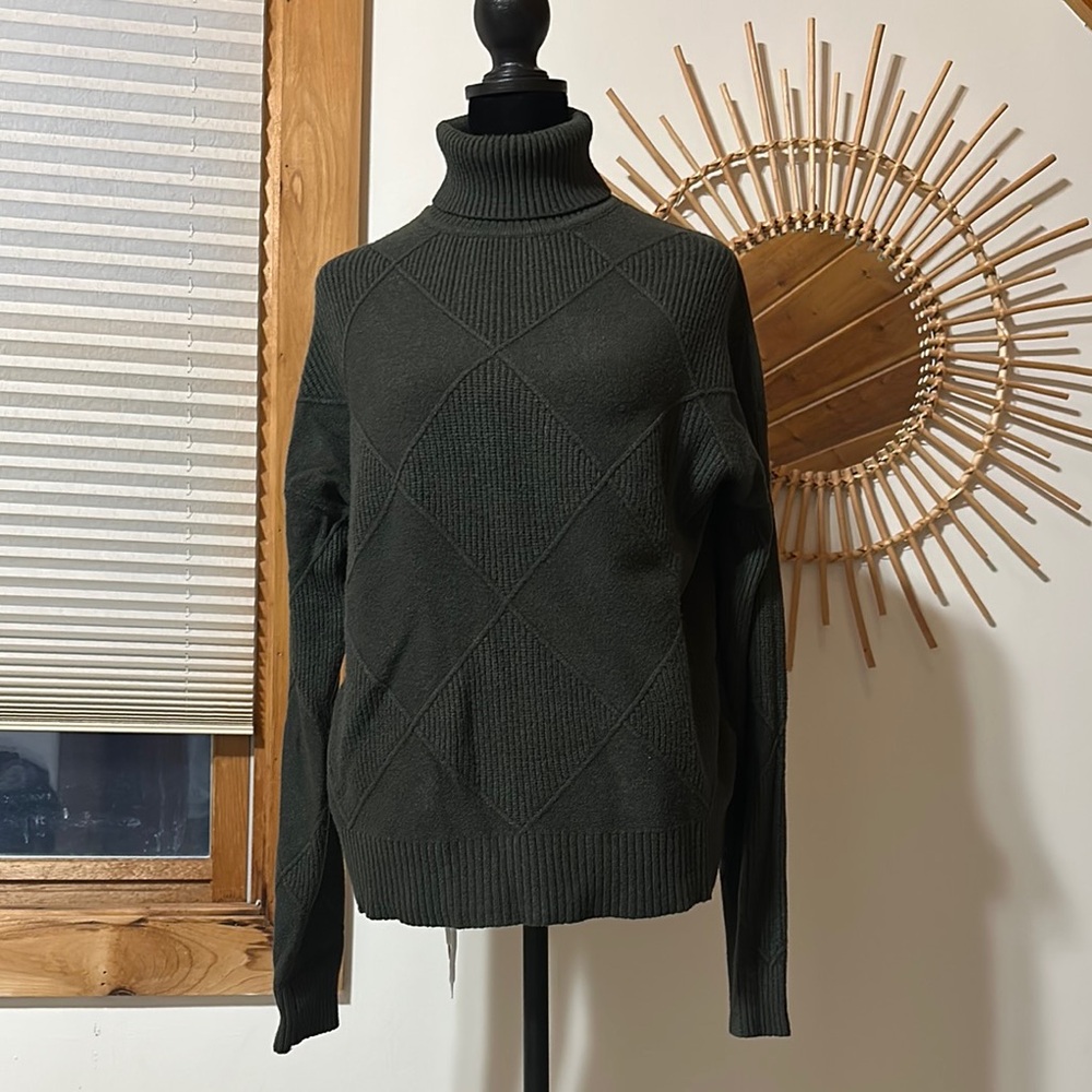 Women's Dark Green Turtleneck Sweater